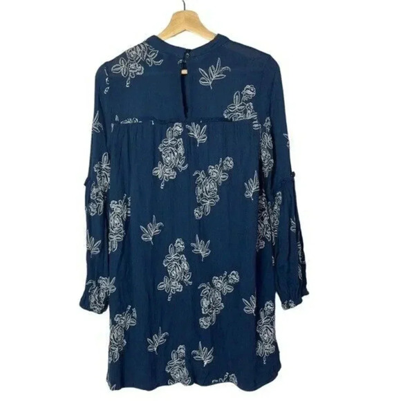 Lulu's No One Quite Like You Blue Floral Embroidered Long Sleeve Mini Dress S - Picture 4 of 6